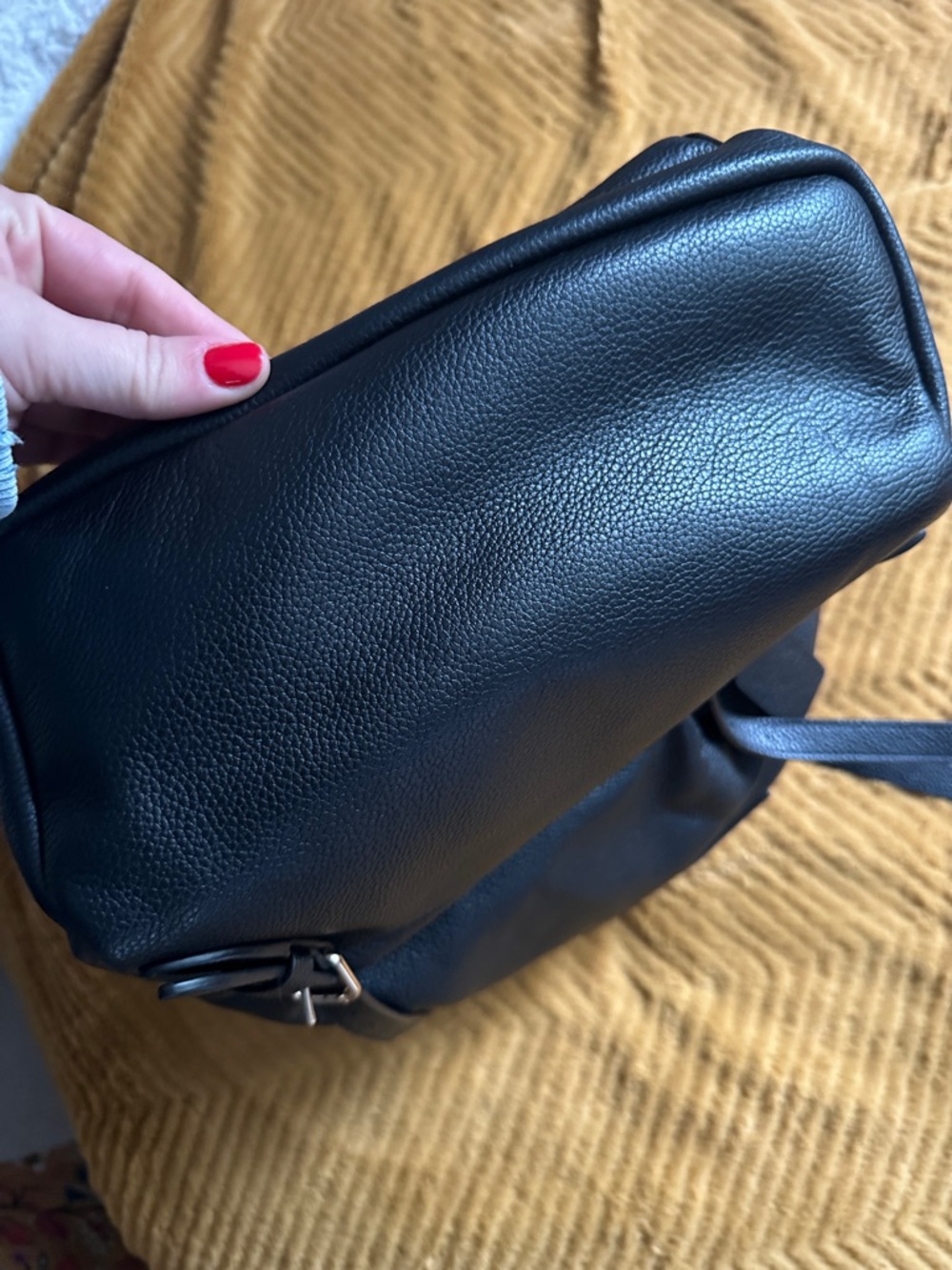 Coach Black Pebbled Leather Backpack with Gold Hardware - Picture 6 of 7